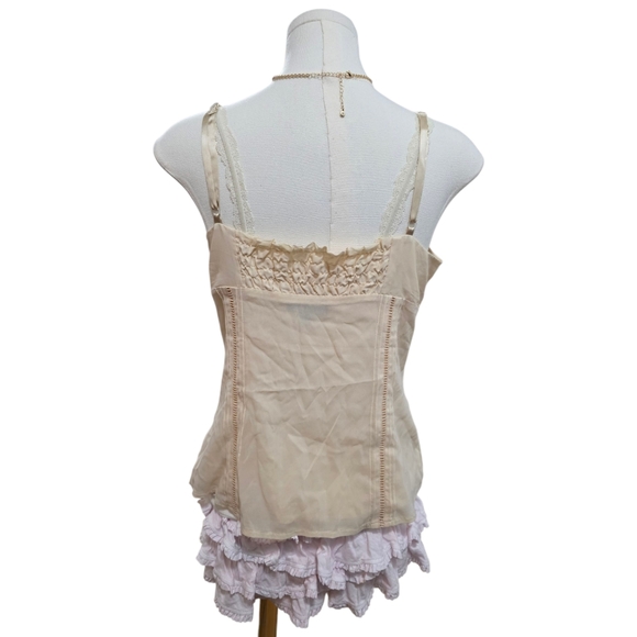 Bebe Vintage Silk Lined Lace Babydoll Top - Picture 3 of 7